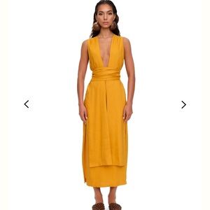 Andrea Iyamah Yellow Plunge Sundress for Cocktail Events
